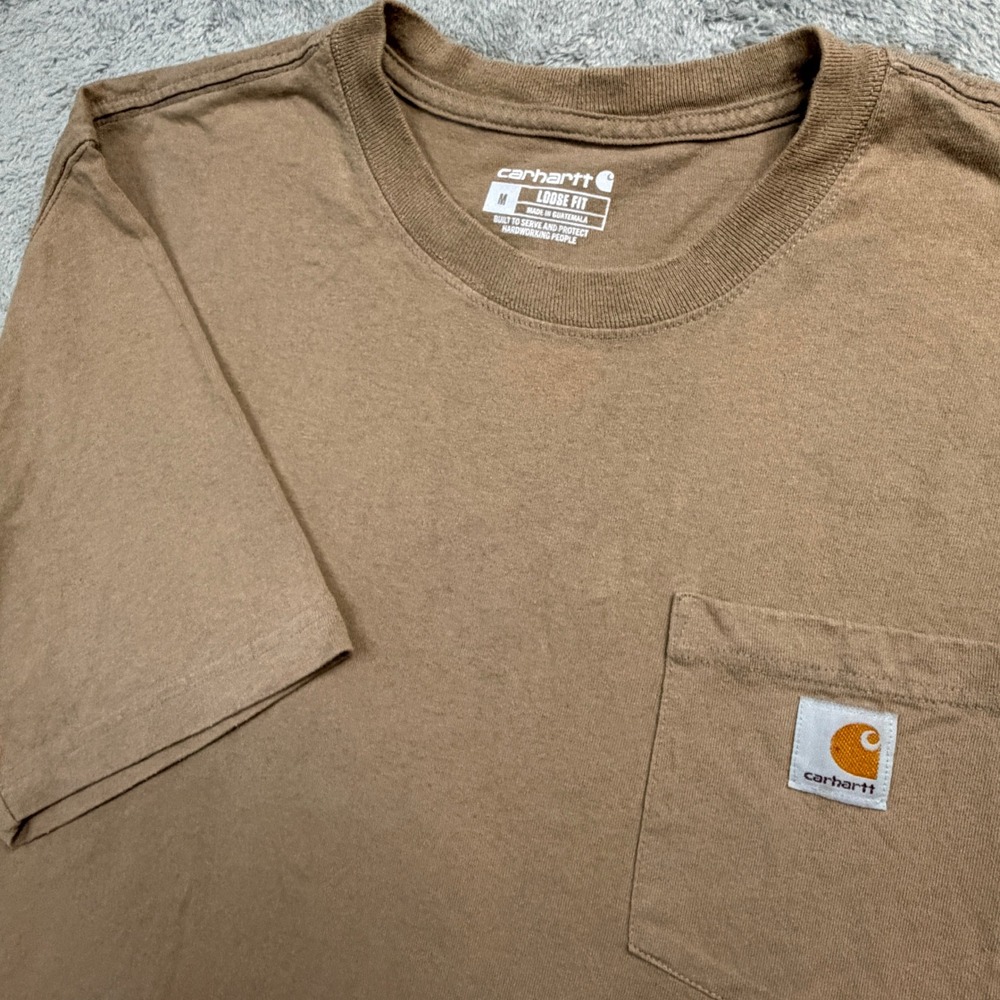 Carhartt K87 Loose Fit Pocket T-Shirt Mens Medium Brown Desert Tan Cotton Tee